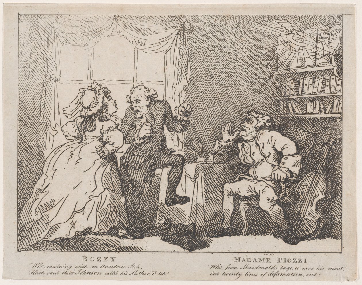 Bozzy ja Madame Piozzi Frontispiece, Bozzy ja Piozzi, Peter Pindar, 1780-86., 1780-86. tekijältä Thomas Rowlandson