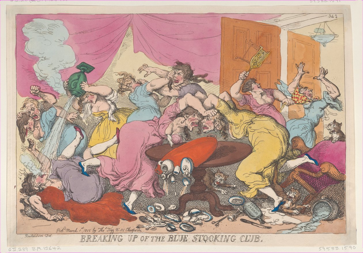 Blue Stocking Clubin hajoaminen, 1. maaliskuuta 1815, 1. maaliskuuta 1815. tekijältä Thomas Rowlandson