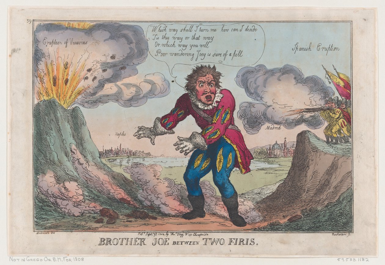 Veli Joe kahden firin välissä [sic], 25. syyskuuta 1808, 25. syyskuuta 1808. tekijältä Thomas Rowlandson