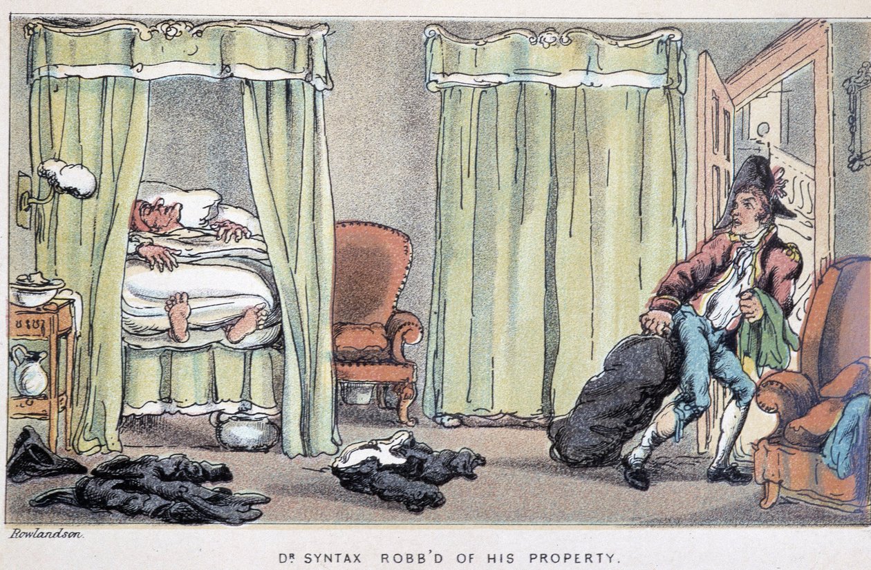 Murto - "" Doctor Syntaxin kolmella kiertueella: viehättävää lohtua ja vaimoa etsimässä" William Combe, ill. Rowlandson tekijältä Thomas Rowlandson