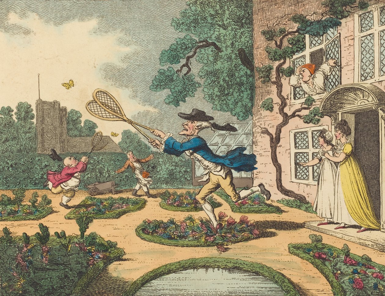 Perhosmetsästys, 1806. tekijältä Thomas Rowlandson
