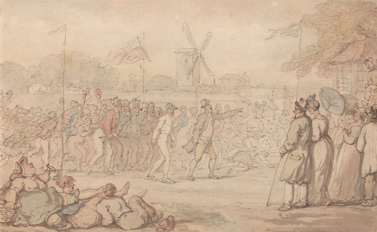Kapteeni Barclayn rallikilpailu – Maaliin saapuminen tekijältä Thomas Rowlandson