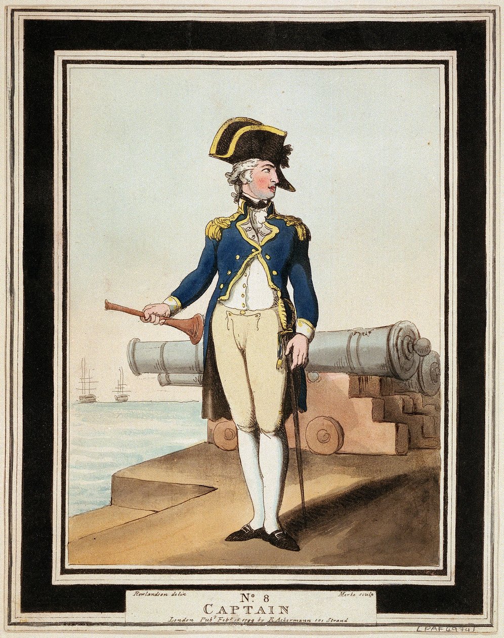 Kuninkaallisen laivaston kapteeni 1700-luvulla tekijältä Thomas Rowlandson