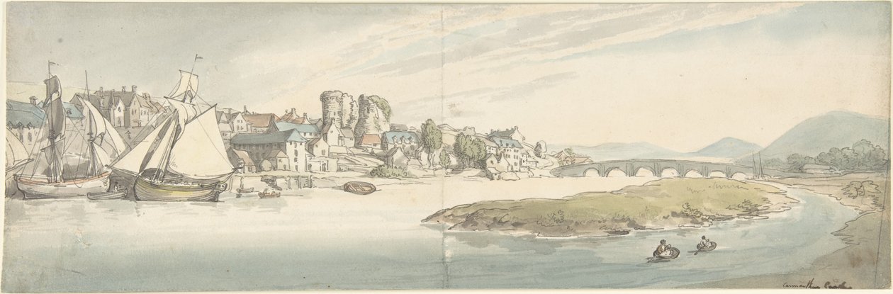 Carmarthenin linna, Wales tekijältä Thomas Rowlandson