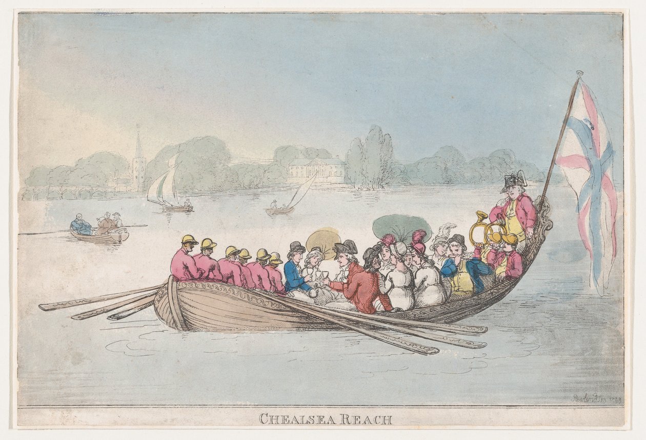Chelsea Reach, 1799, 1799. tekijältä Thomas Rowlandson