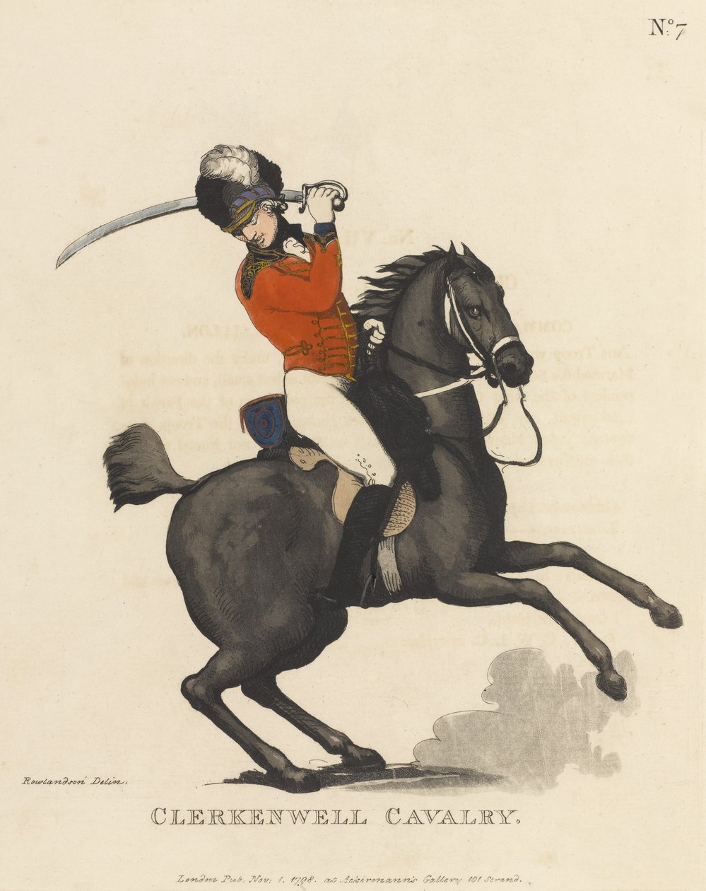 Clerkenwell Cavalry, n. 1799 (värillinen akvatinta) tekijältä Thomas Rowlandson