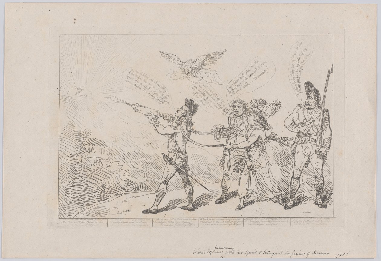 [Kol. Topham pyrkii ruiskullaan sammuttamaan Holman neron..., 10. joulukuuta 1784. tekijältä Thomas Rowlandson