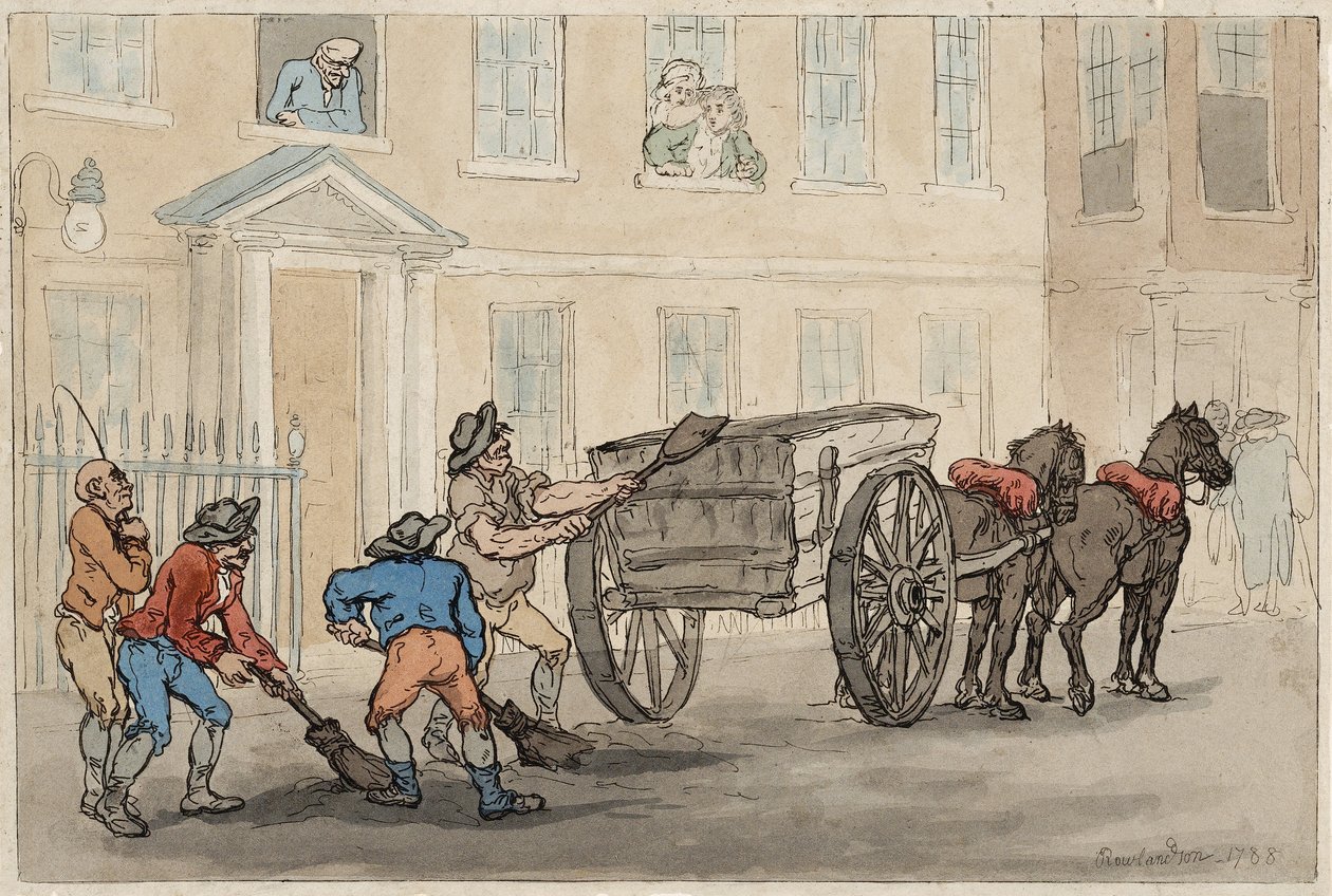 Kerää Night Soil, pub. 1788 tekijältä Thomas Rowlandson