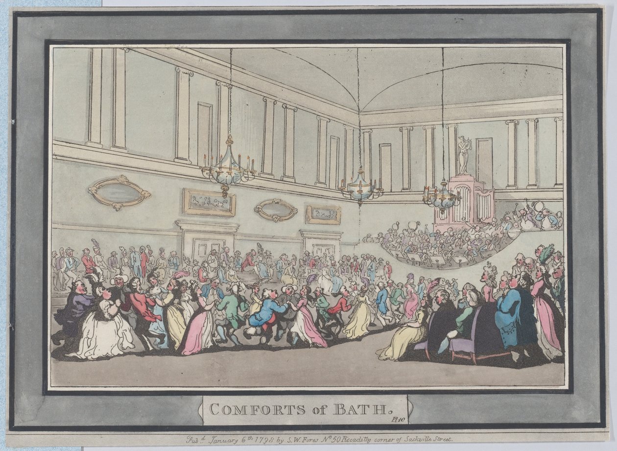 Comforts of Bath, Plate 10, 6. tammikuuta 1798, 6. tammikuuta 1798. tekijältä Thomas Rowlandson