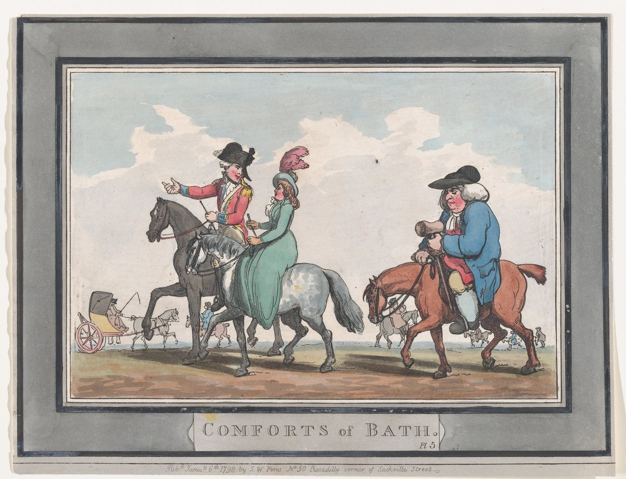 Comforts of Bath, levy 5, 6. tammikuuta 1798, 6. tammikuuta 1798. tekijältä Thomas Rowlandson