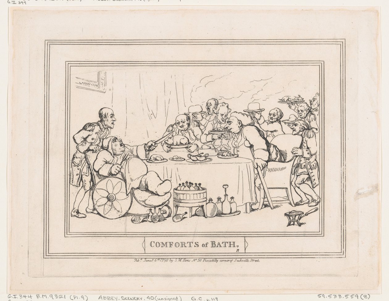 Comforts of Bath, levy 9, 6. tammikuuta 1798, 6. tammikuuta 1798. tekijältä Thomas Rowlandson