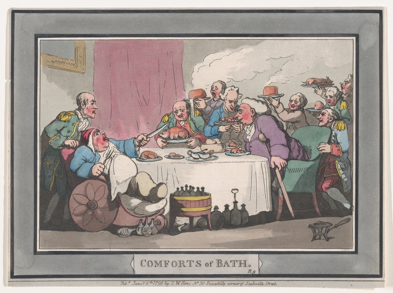 Comforts of Bath, levy 9, 6. tammikuuta 1798, 6. tammikuuta 1798. tekijältä Thomas Rowlandson
