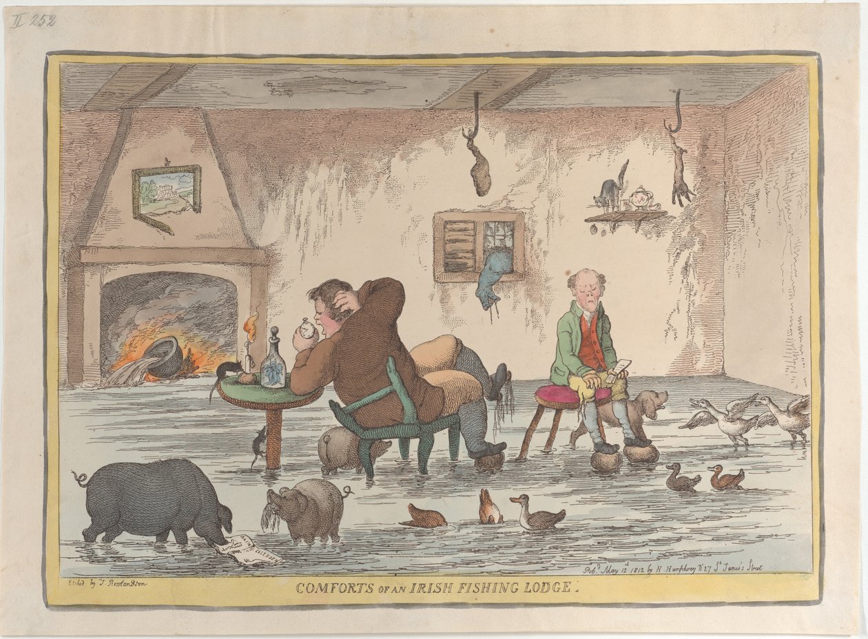 Irlannin kalastusmajan mukavuudet, 12. toukokuuta 1812, 12. toukokuuta 1812. tekijältä Thomas Rowlandson