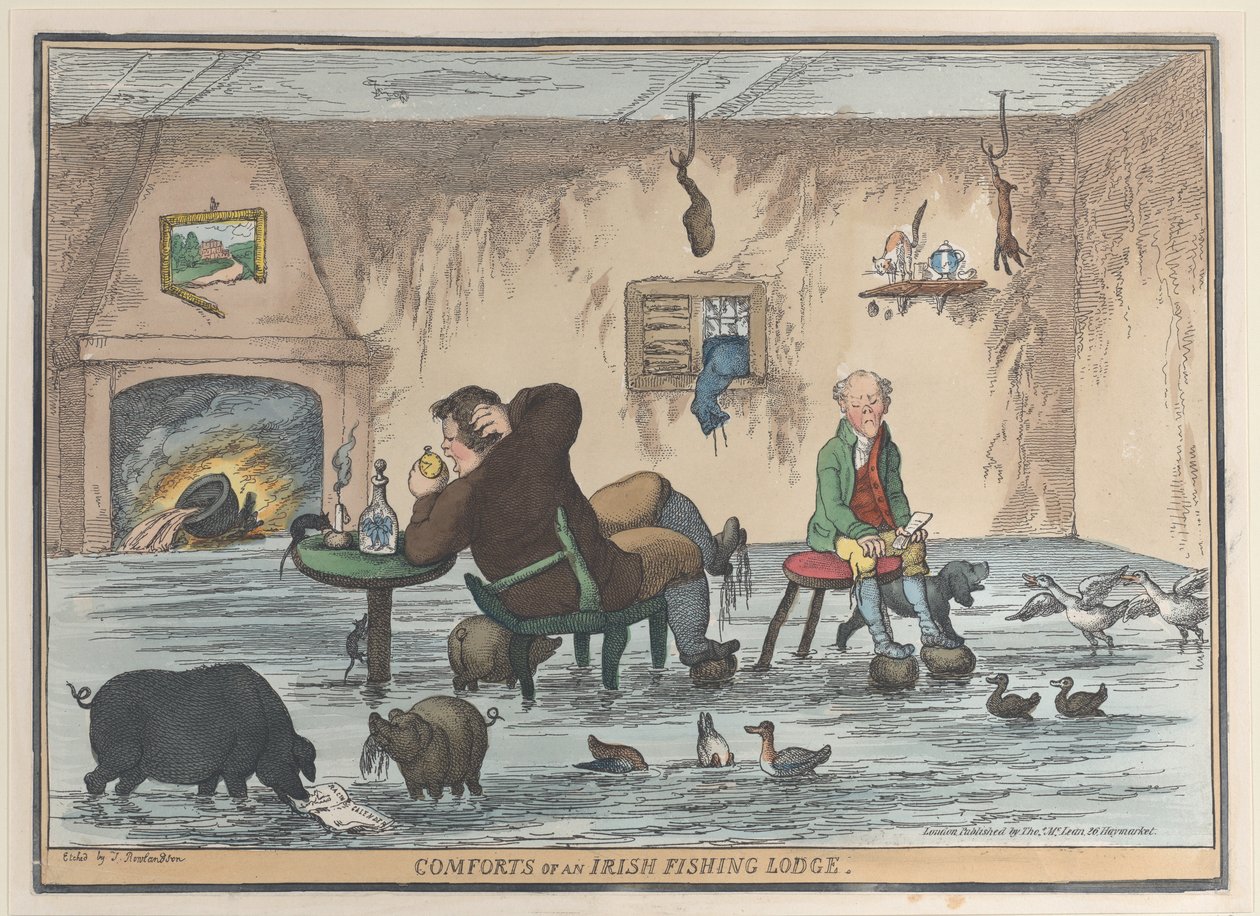 Irlannin kalastusmajan mukavuudet, 12. toukokuuta 1812, 12. toukokuuta 1812. tekijältä Thomas Rowlandson