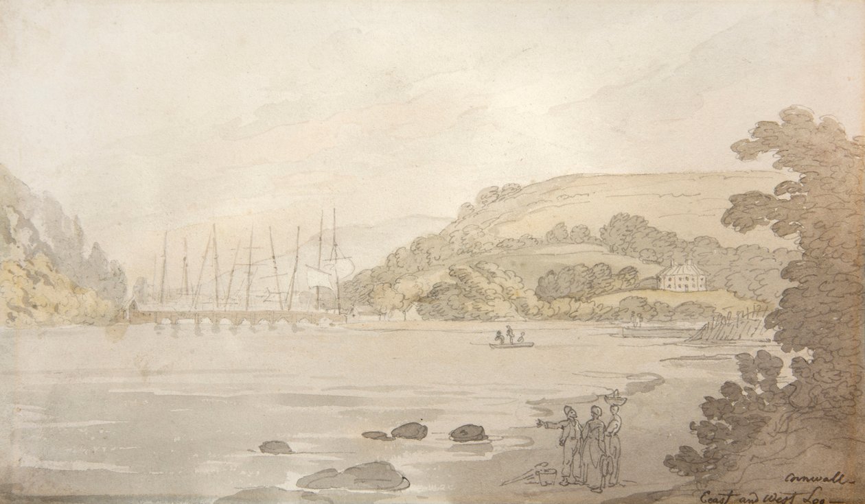 Cornwall, Itä- ja Länsi-Looe (akvarelliväri) tekijältä Thomas Rowlandson