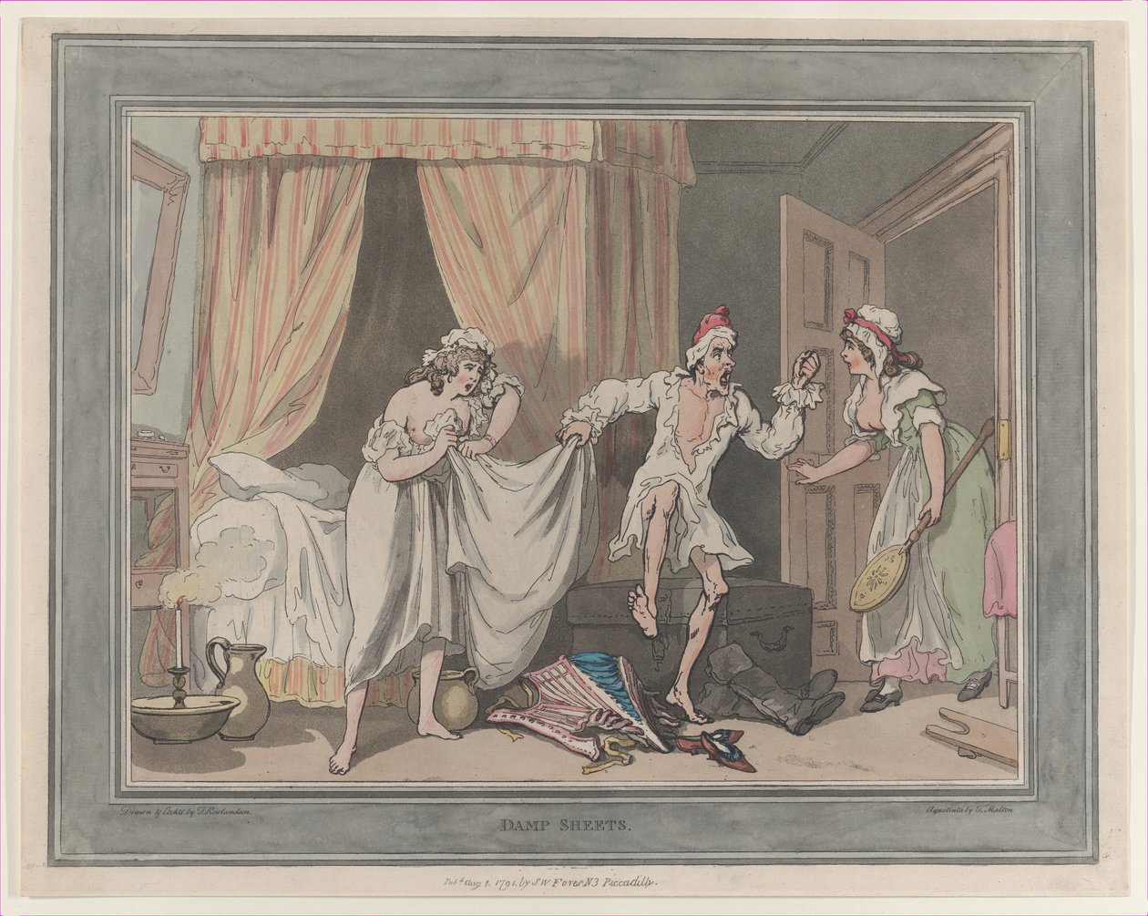 Kosteat lakanat, 1. elokuuta 1791, 1. elokuuta 1791 tekijältä Thomas Rowlandson