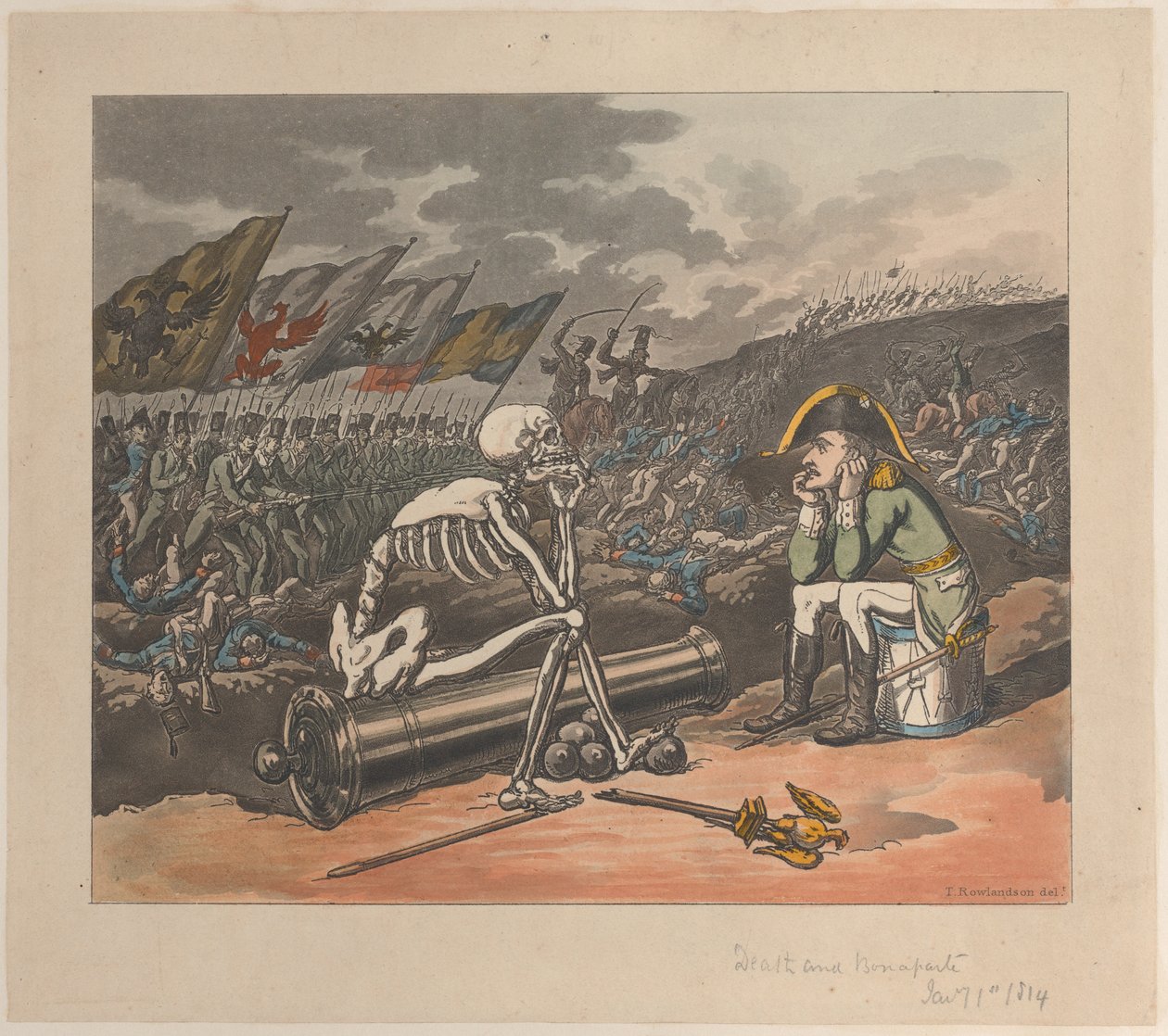 Kuolema ja Bonaparte, Terrorin kaksi kuningasta, 1. tammikuuta 1814, 1. tammikuuta 1814. tekijältä Thomas Rowlandson
