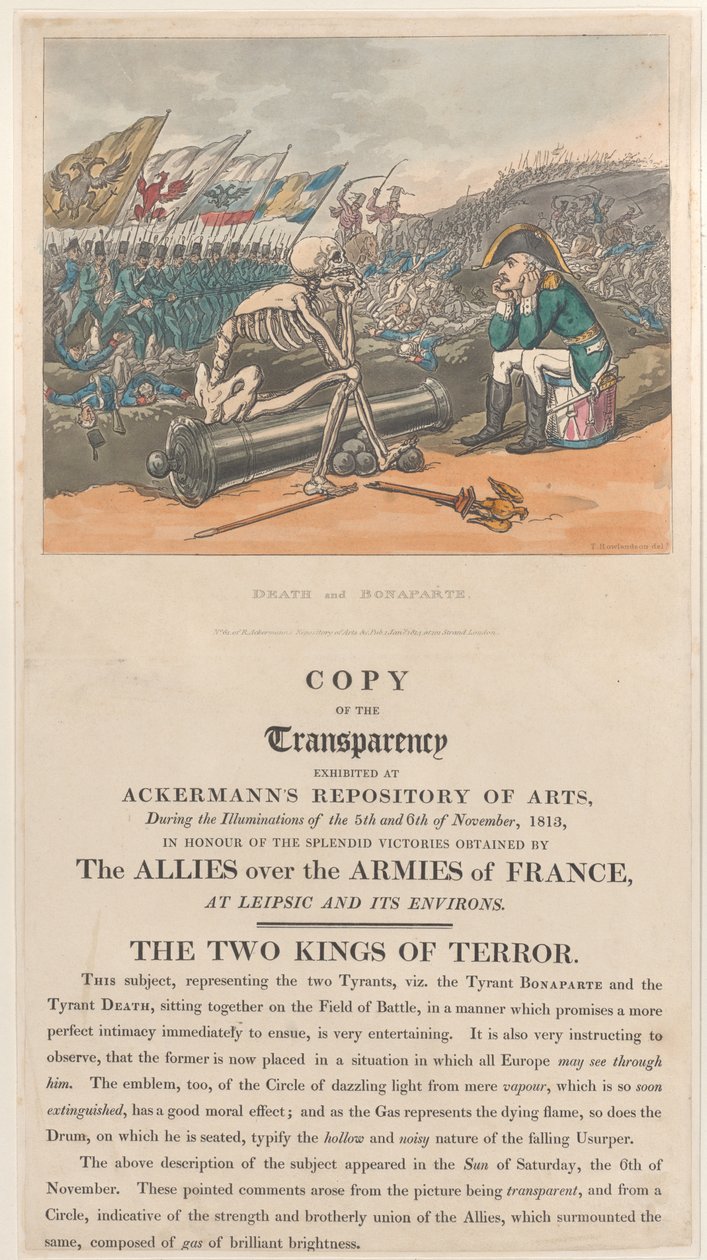 Kuolema ja Bonaparte, Terrorin kaksi kuningasta, 1. tammikuuta 1814, 1. tammikuuta 1814. tekijältä Thomas Rowlandson