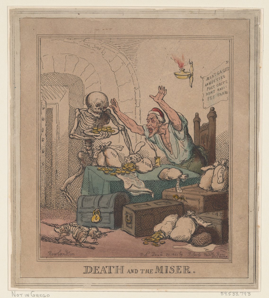 Kuolema ja kitsas mies tekijältä Thomas Rowlandson