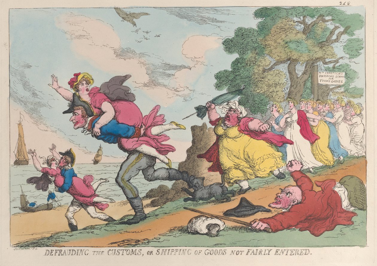 Tullin huijaaminen tai sellaisten tavaroiden lähettäminen, joita ei ole ilmoitettu asianmukaisesti tekijältä Thomas Rowlandson