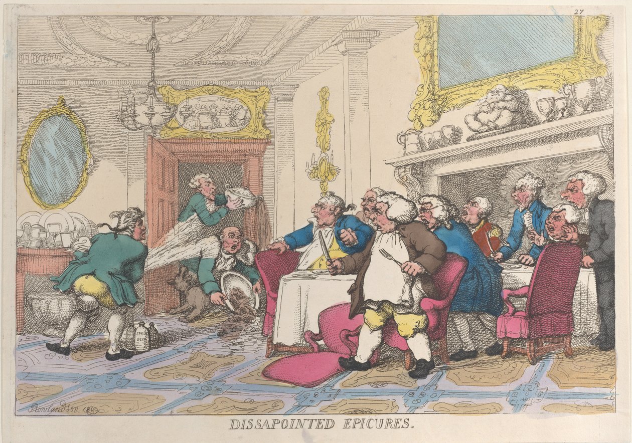 Pettyneet epikurot, 1809, 1809. tekijältä Thomas Rowlandson