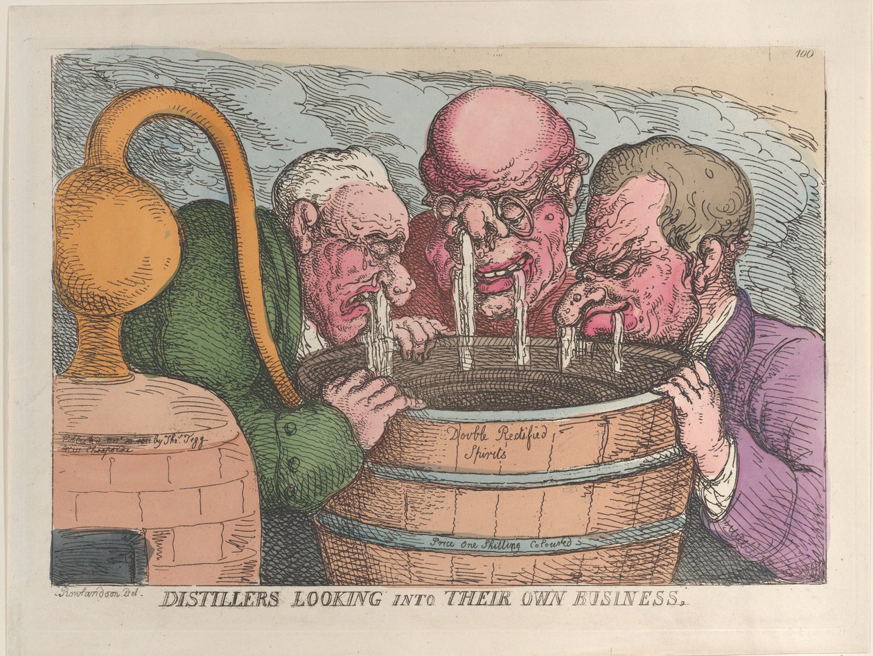 Tislaajat tutkivat omaa liiketoimintaansa, 10. lokakuuta 1811, 10. lokakuuta 1811. tekijältä Thomas Rowlandson