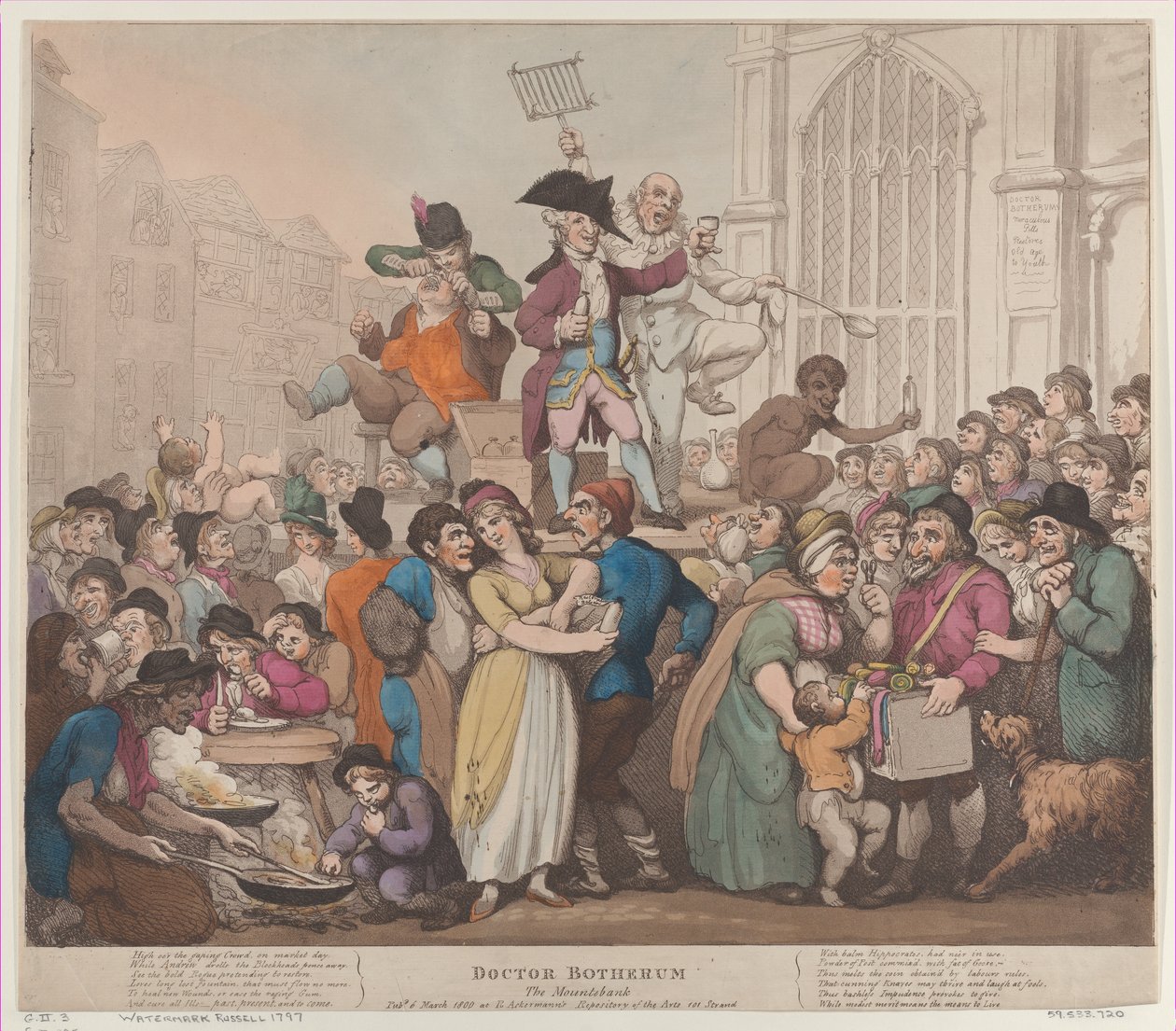 Tohtori Botherum, Montebank, 6. maaliskuuta 1800, 6. maaliskuuta 1800. tekijältä Thomas Rowlandson