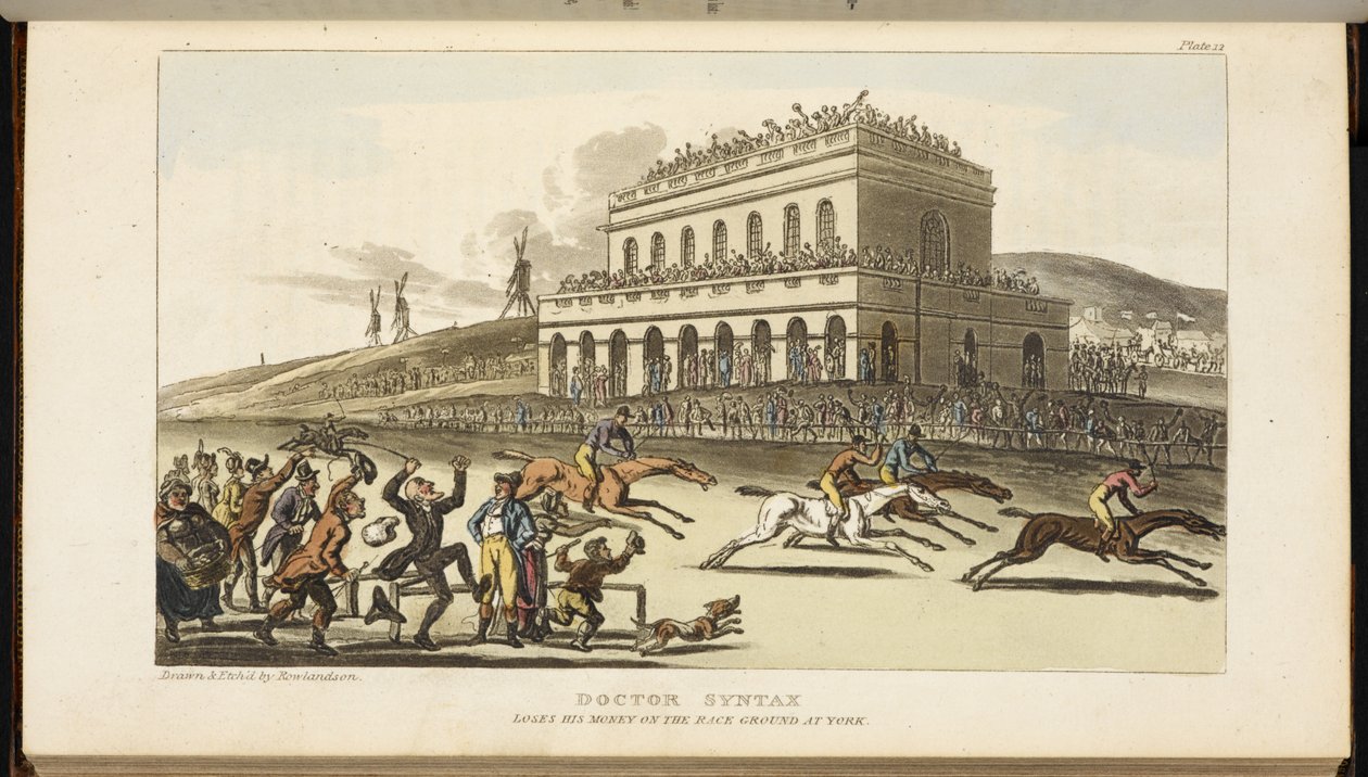 Tohtori syntaksi, menettää rahansa Yorkin kilparadalla tekijältä Thomas Rowlandson