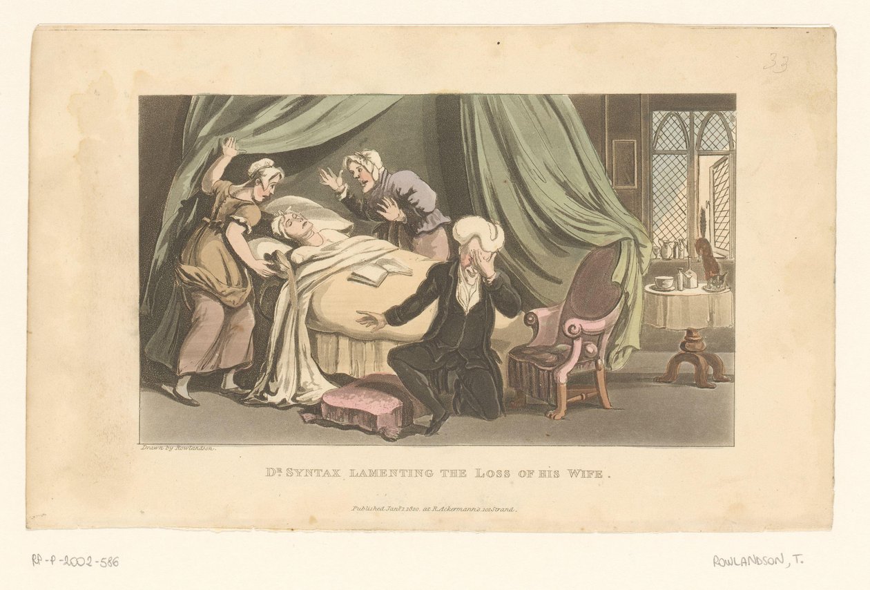 Tohtori Syntax suree kuollutta vaimoaan tekijältä Thomas Rowlandson