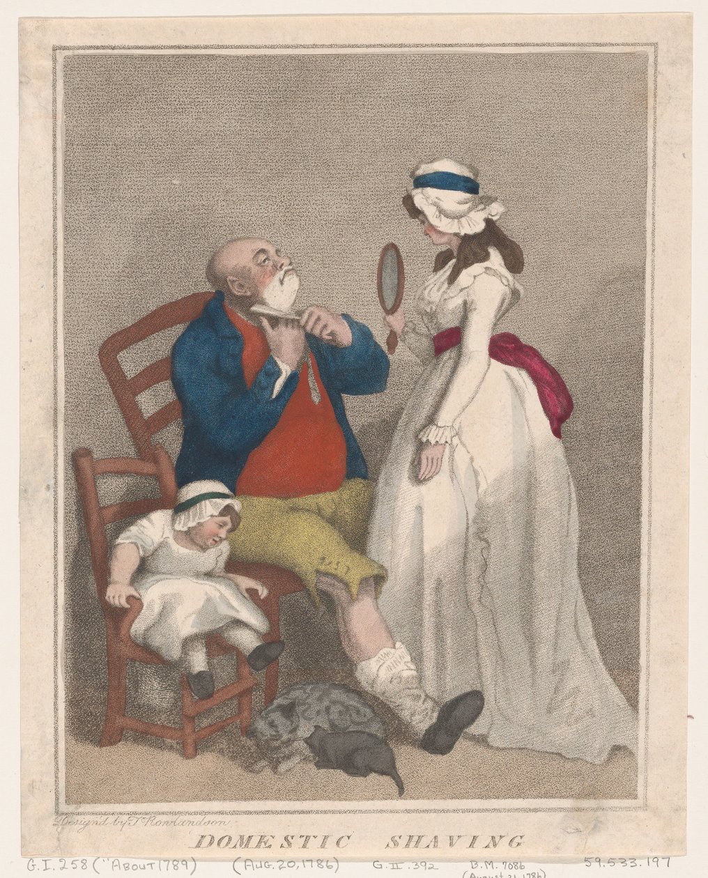 Kotimainen parranajo, 21. elokuuta 1786, 21. elokuuta 1786. tekijältä Thomas Rowlandson