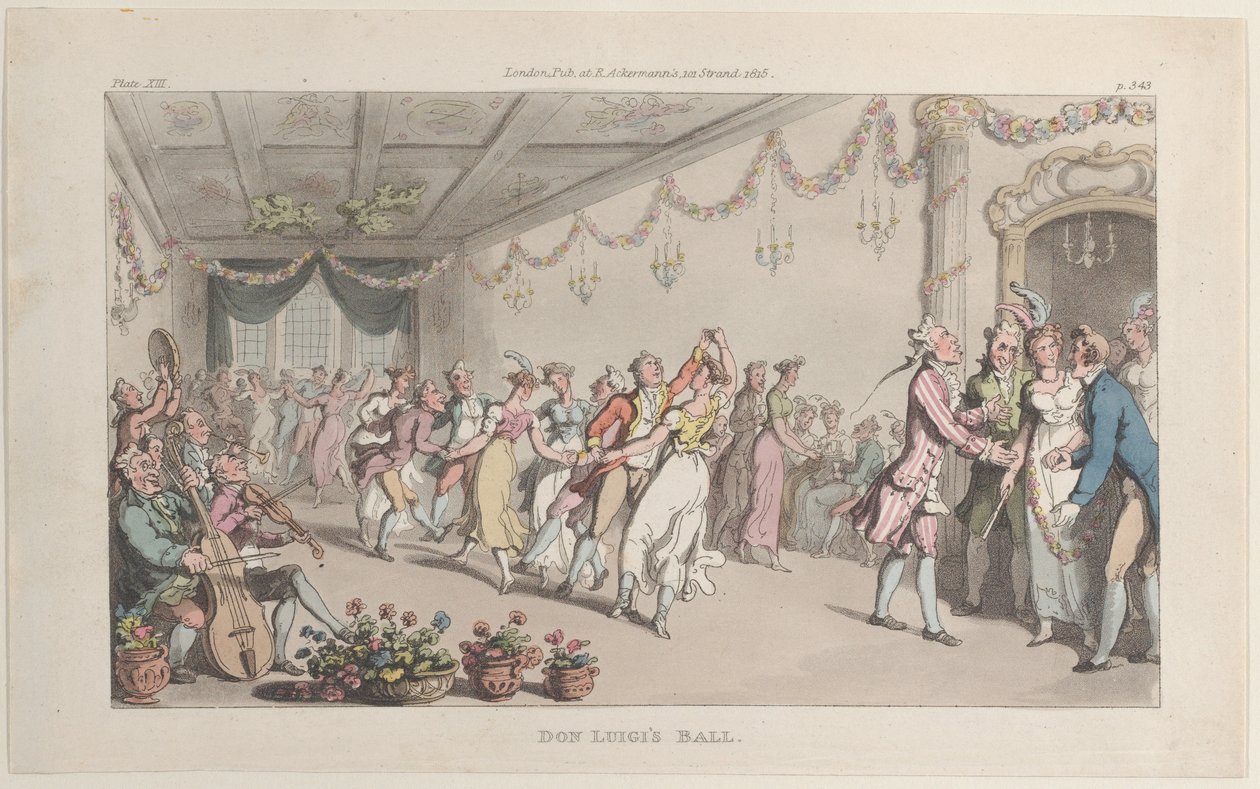 Don Luigin ball, Napolista ja Campagna Felicesta: kirjesarjassa Add..., 1. kesäkuuta 1815. tekijältä Thomas Rowlandson
