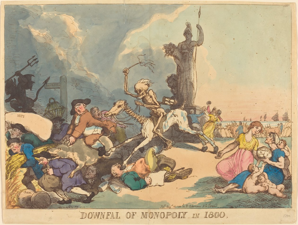 Monopolin romahdus vuonna 1800 tekijältä Thomas Rowlandson