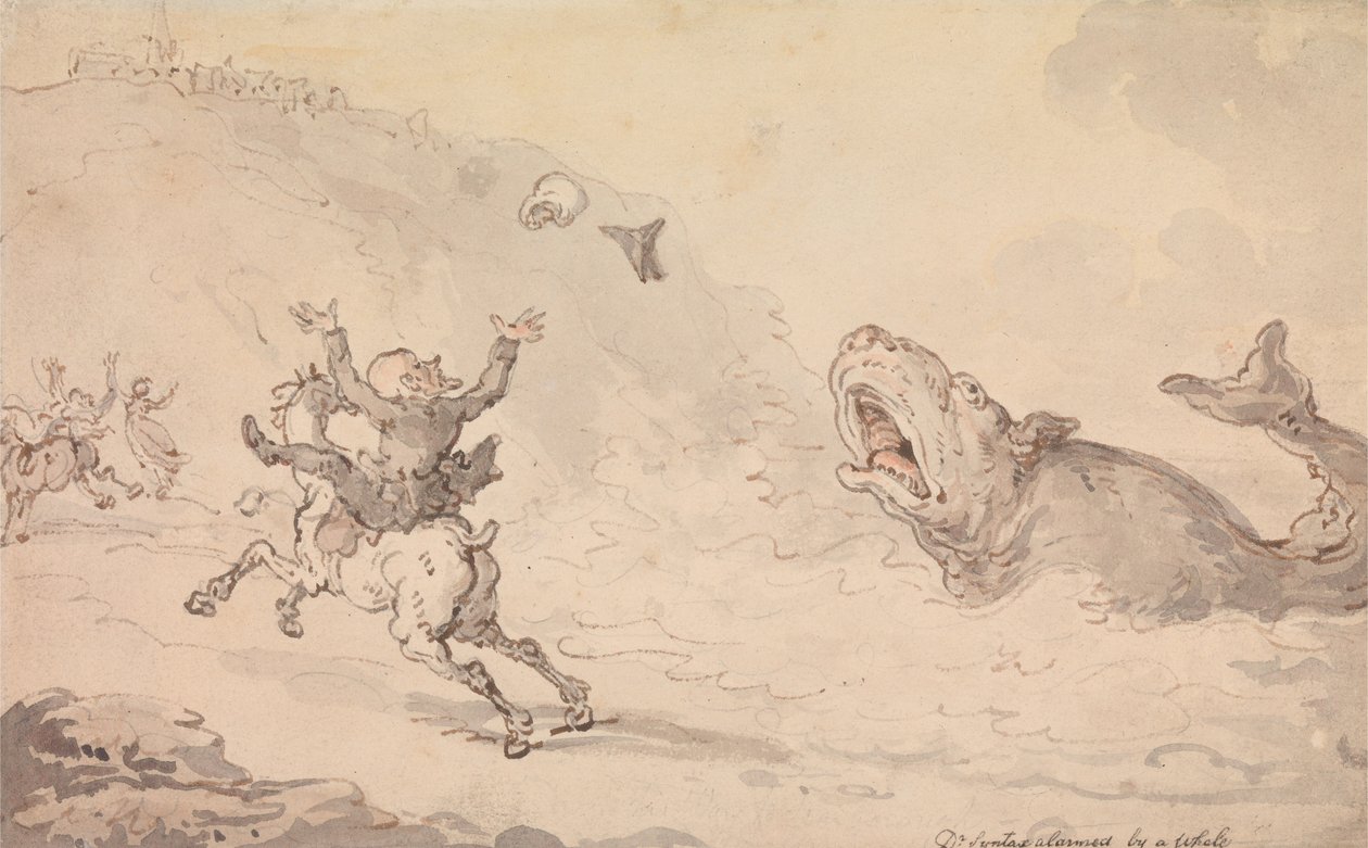 Tohtori Syntax hätääntyi valaan vuoksi tekijältä Thomas Rowlandson