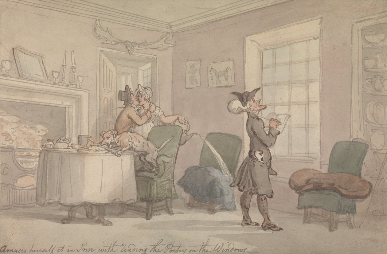 Tohtori Syntax jäljittelee ikkunan nokkeluutta tekijältä Thomas Rowlandson