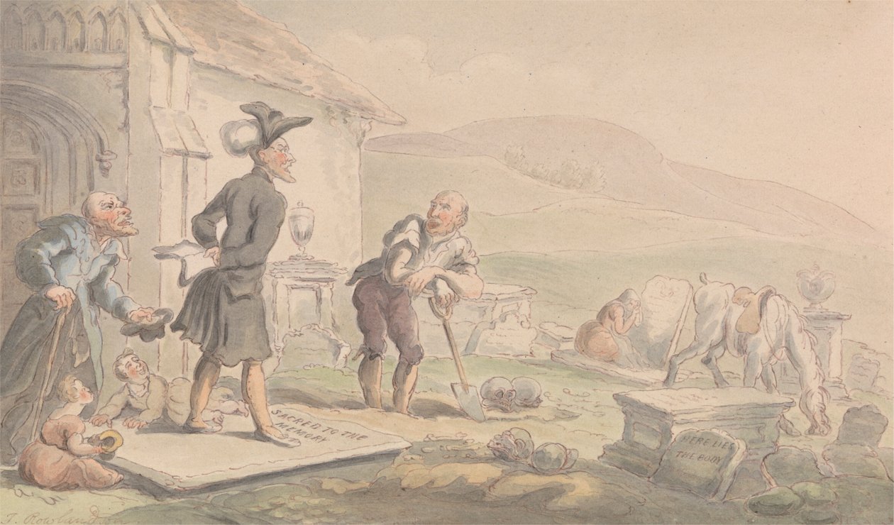 Tohtori syntaksi meditoi hautakiviä tekijältä Thomas Rowlandson