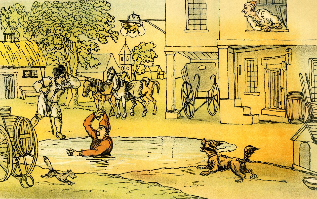 "Dr Syntax huvitti Pat in the pondsista" tekijältä Thomas Rowlandson