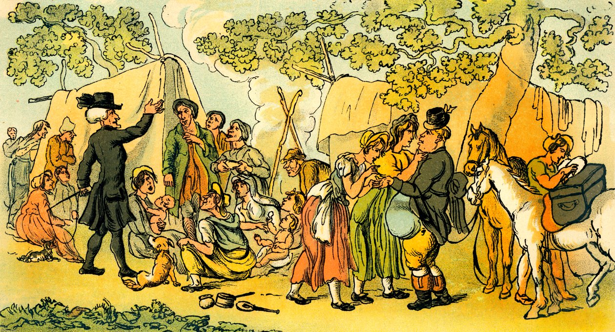 "Tohtori syntaksi ja mustalaiset" tekijältä Thomas Rowlandson