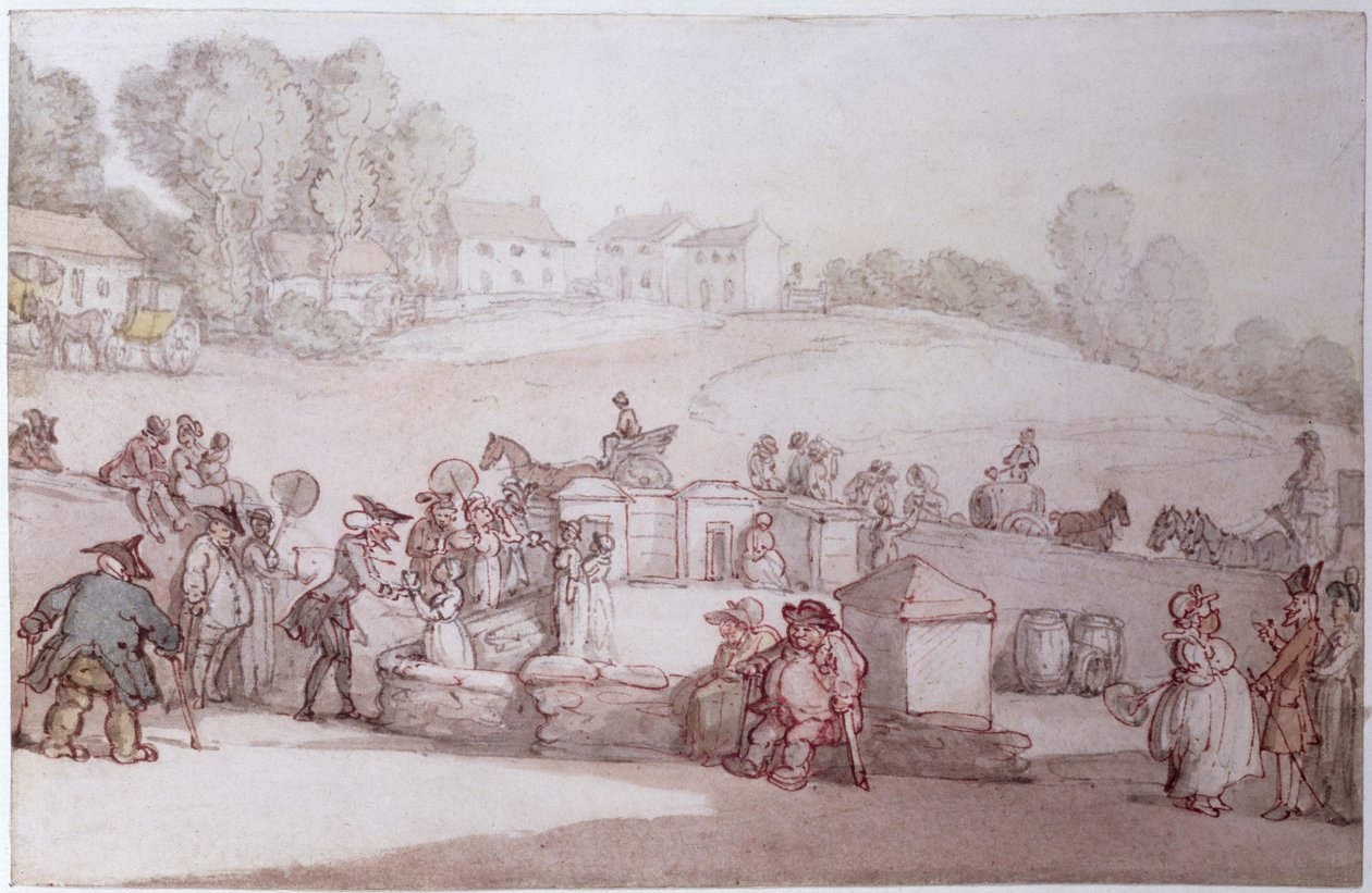 Dr Syntax Harrogate Spassa (kynä, wc ja kynä paperilla) tekijältä Thomas Rowlandson