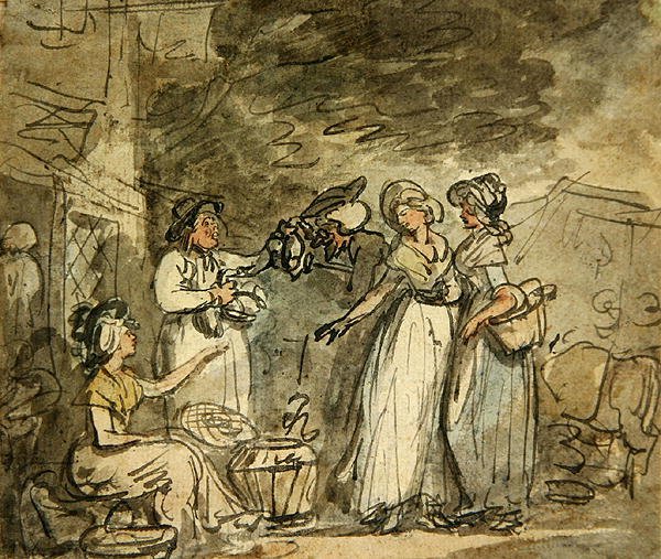 Tohtori Syntax bargaining ankoille (kynä & tussi ja vesiväri paperille) tekijältä Thomas Rowlandson
