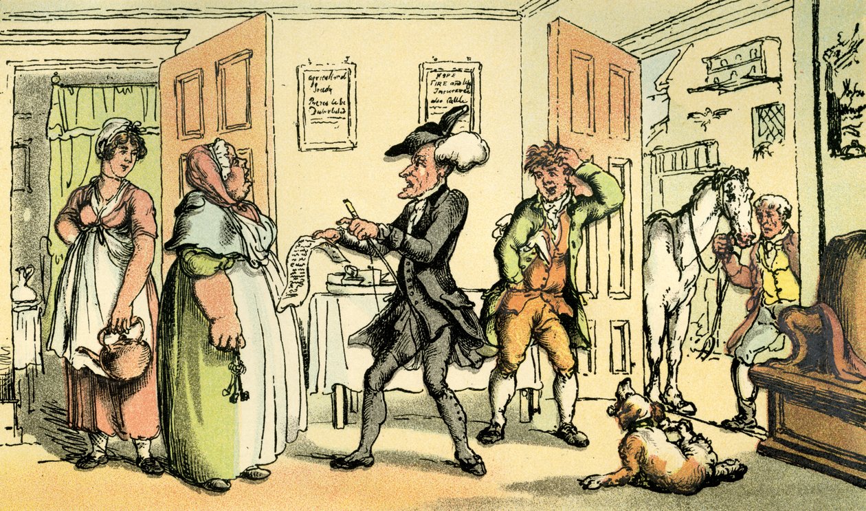 "Tohtori Syntax kiistää laskunsa vuokraemäntälle" tekijältä Thomas Rowlandson