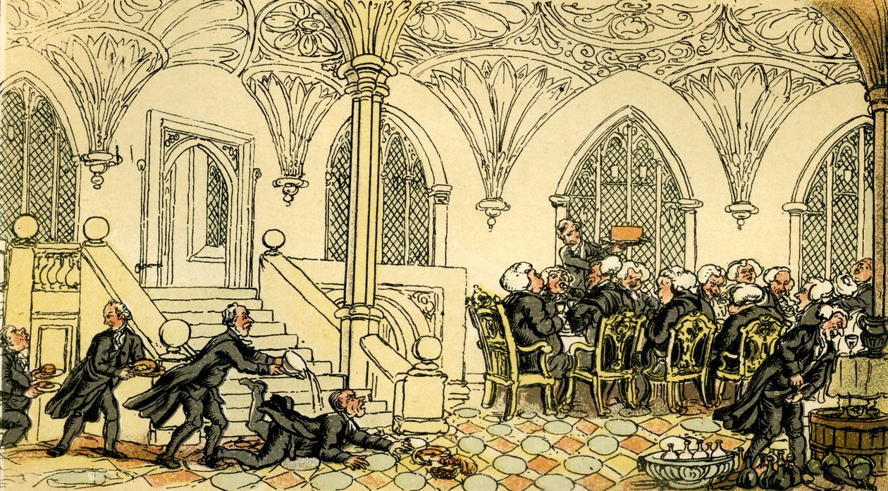 "Dr Syntax viihdytti yliopistossa" tekijältä Thomas Rowlandson