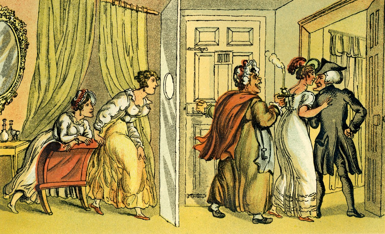 "Tohtori Syntax väärässä majatalossa" tekijältä Thomas Rowlandson