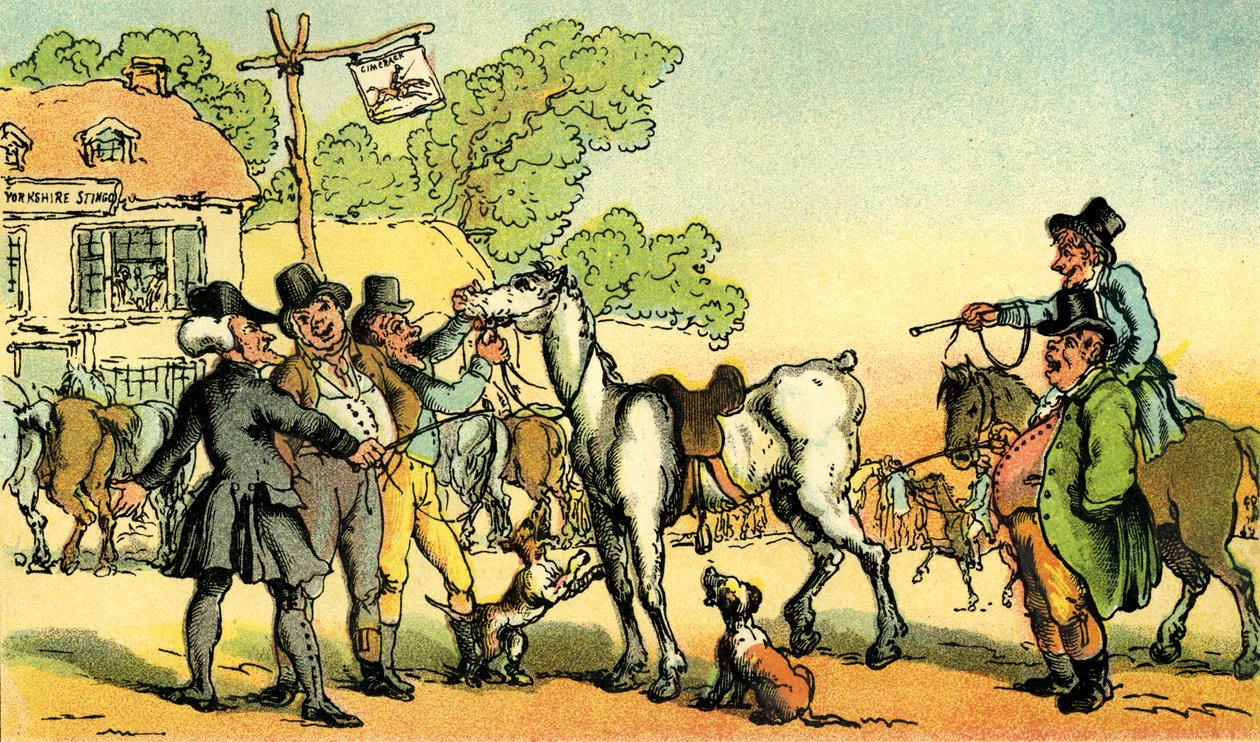 "Dr Syntax myy Grizzleä" tekijältä Thomas Rowlandson
