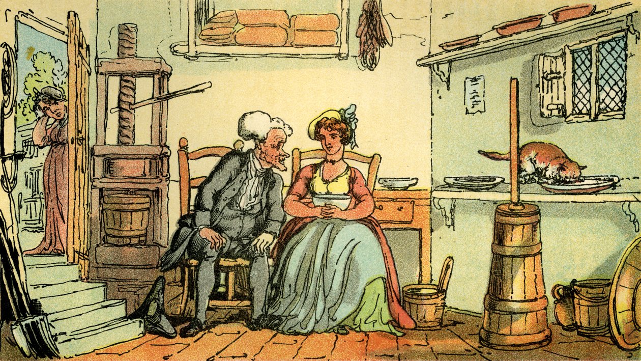 "Dr Syntax with the mairy maid" tekijältä Thomas Rowlandson