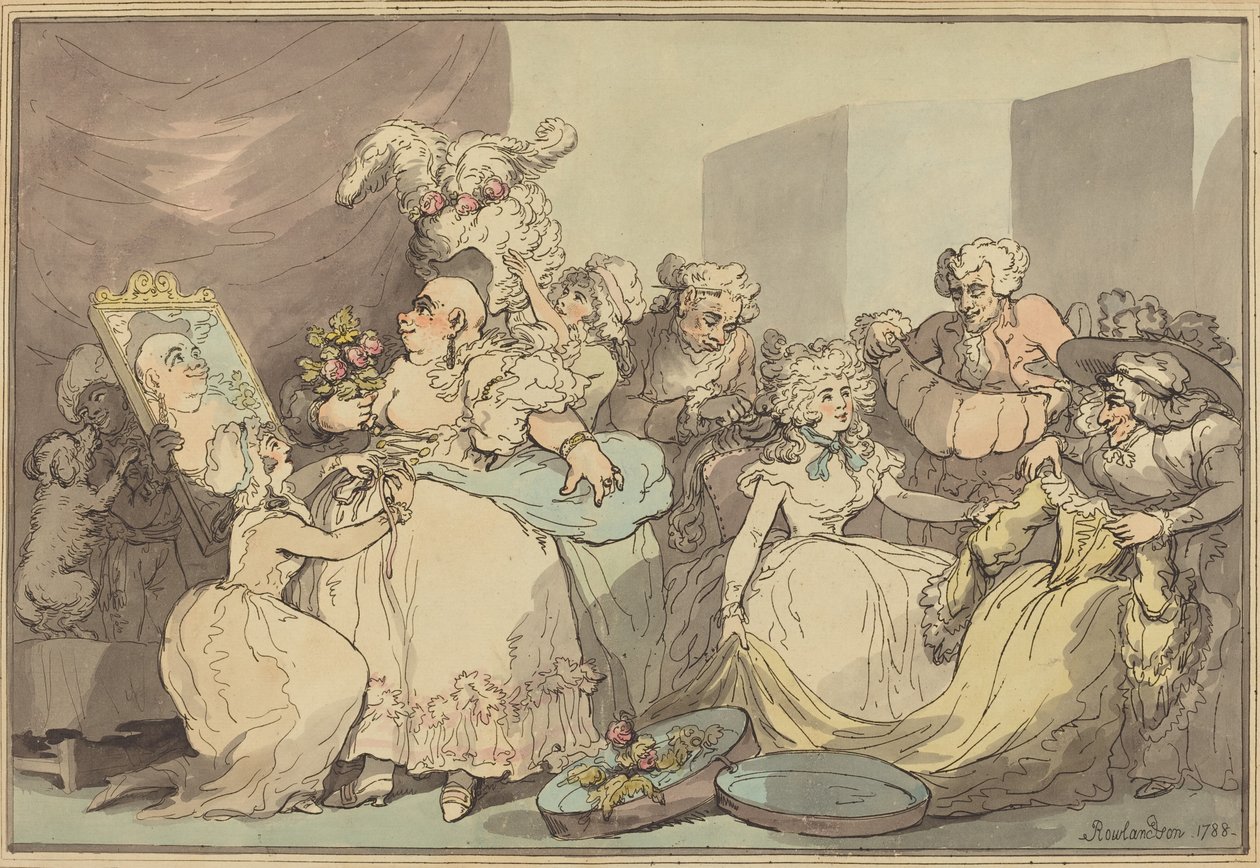 Syntymäpäiväpukeutuminen, 1788. tekijältä Thomas Rowlandson