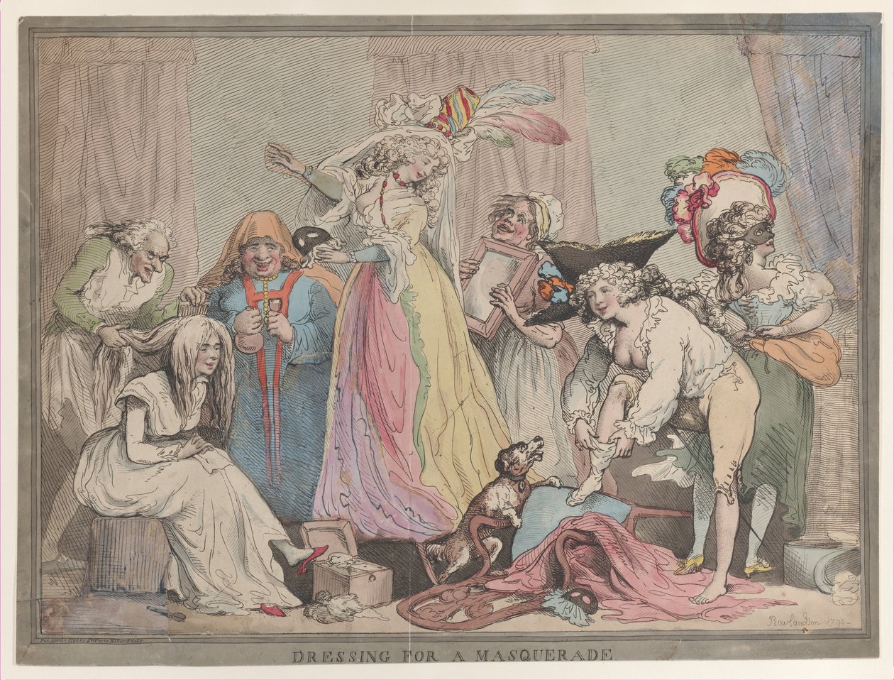 Naamiaiseen pukeutuminen, 1. huhtikuuta 1790, 1. huhtikuuta 1790. tekijältä Thomas Rowlandson