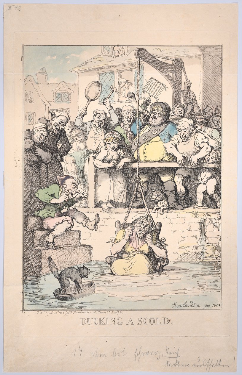 Ducking a Scold, 12. huhtikuuta 1803, 12. huhtikuuta 1803. tekijältä Thomas Rowlandson