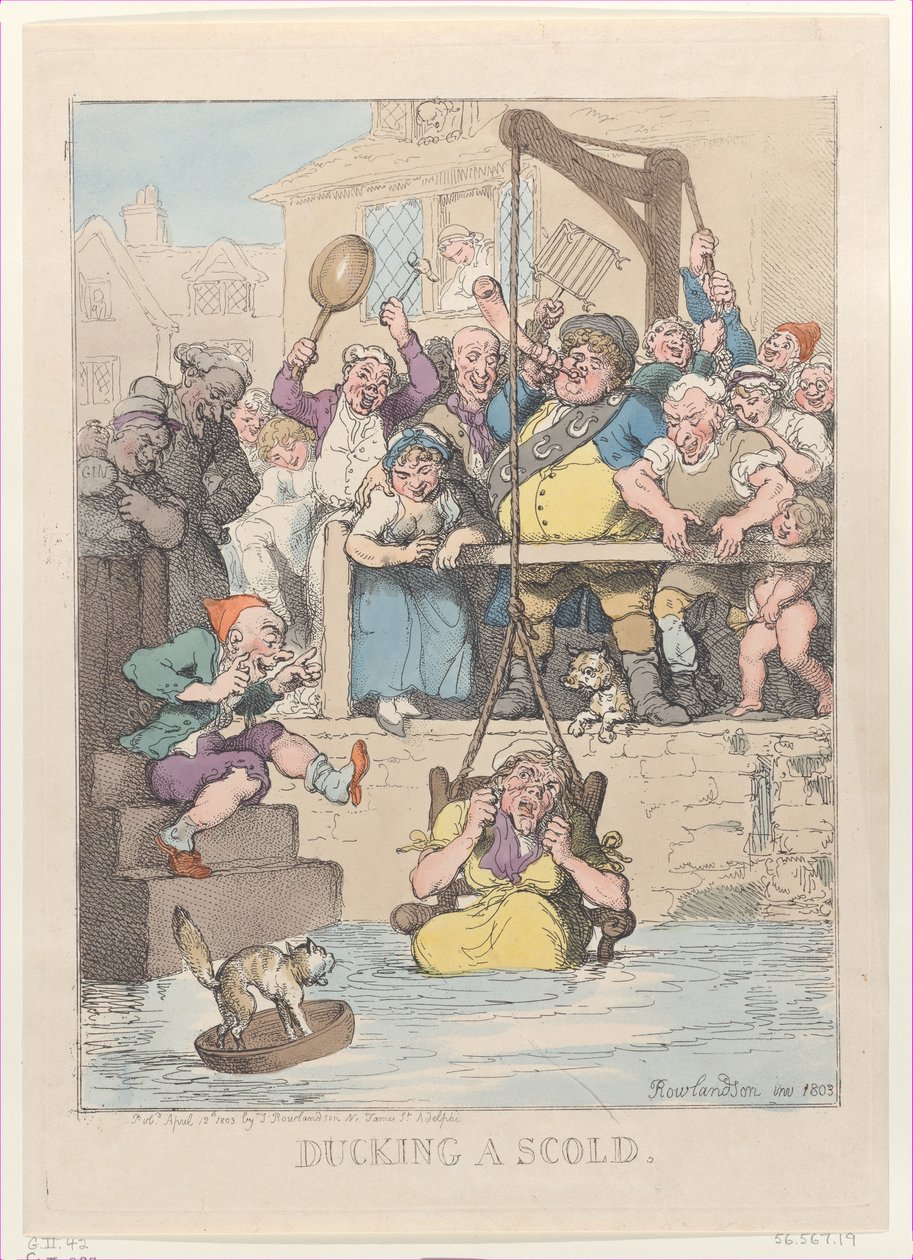 Ducking a Scold, 12. huhtikuuta 1803, 12. huhtikuuta 1803. tekijältä Thomas Rowlandson