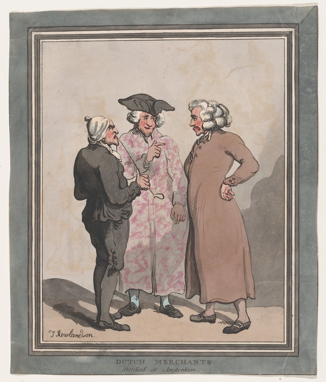 Hollantilaiset kauppiaat piirrettiin Amsterdamissa, 1796-97, 1796-97. tekijältä Thomas Rowlandson