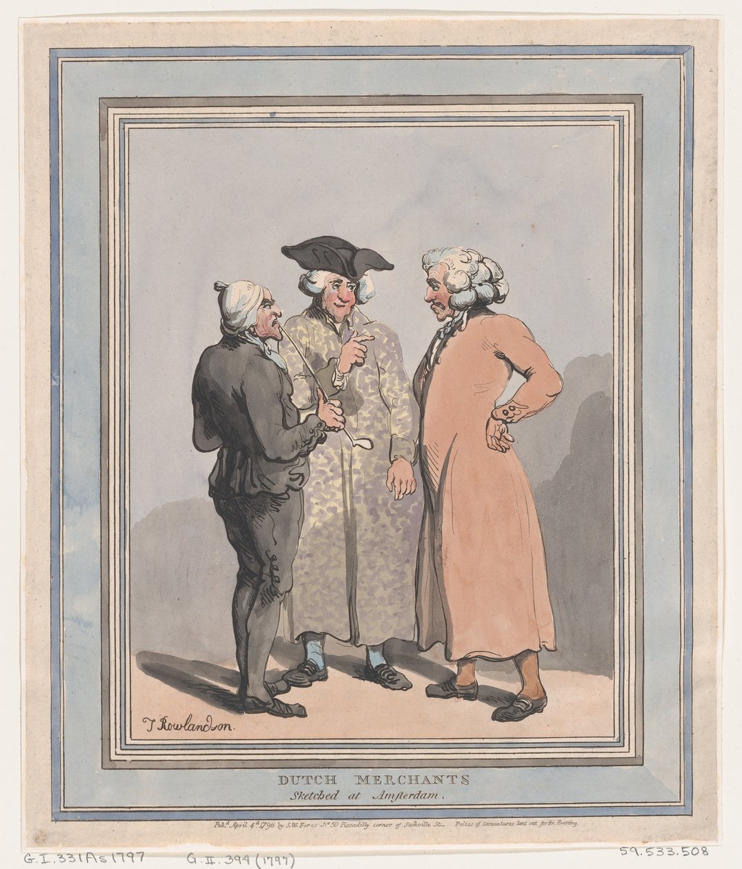 Hollantilaiset kauppiaat luonnosteltu Amsterdamissa, 4. huhtikuuta 1796., 4. huhtikuuta 1796. tekijältä Thomas Rowlandson